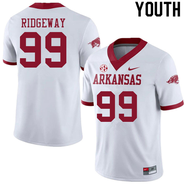 Youth #99 John Ridgeway Arkansas Razorbacks College Football Jerseys Sale-Alternate White